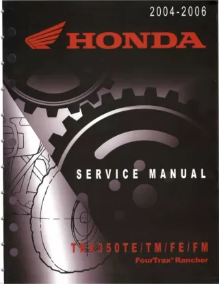 2005 Honda TRX350FM FourTrax Rancher 4x4 Service Repair Manual