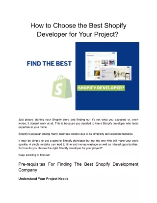 How to Hire the Best Shopify Developer for Your Project