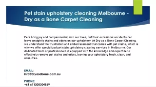 Pet stain upholstery cleaning Melbourne - Dry as a Bone Carpet Cleaning
