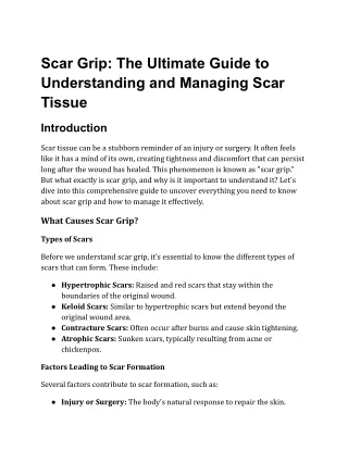 Scar Grip_ The Ultimate Guide to Understanding and Managing Scar Tissue