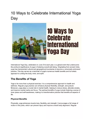 10 Ways to Celebrate International Yoga Day