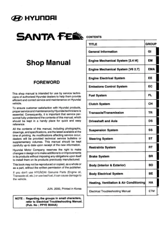 2005 Hyundai Santa Fe Service Repair Manual