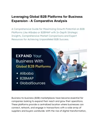 leveraging global b2b platforms for business