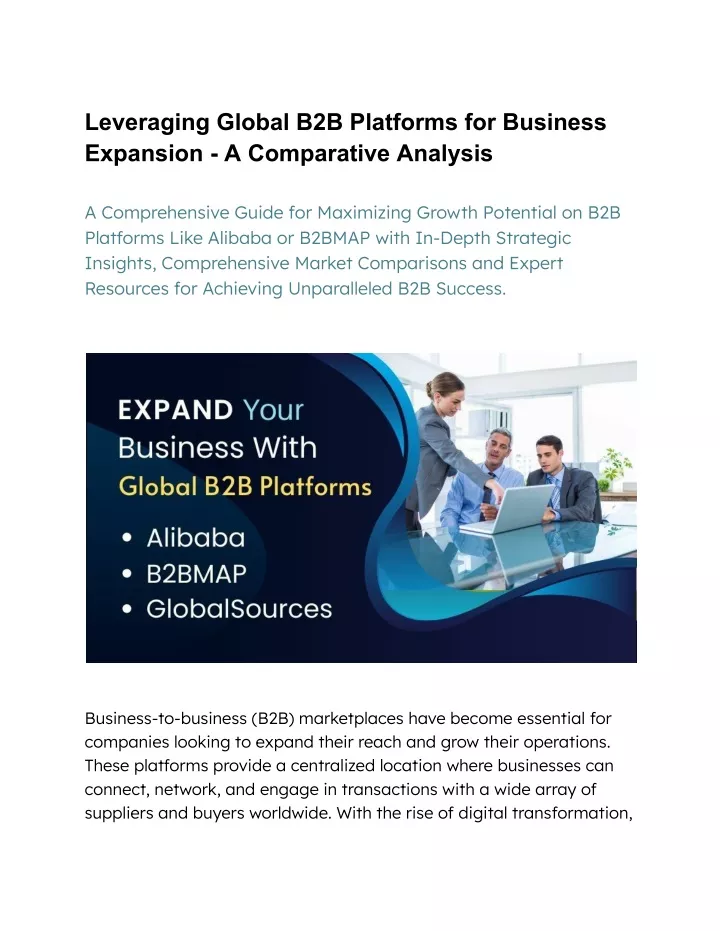 leveraging global b2b platforms for business