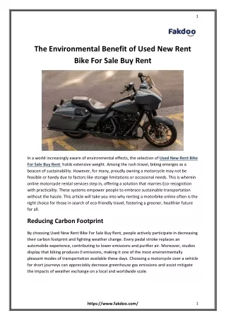 The Environmental Benefits of Used New Rent Bike For Sale Buy Rent Online