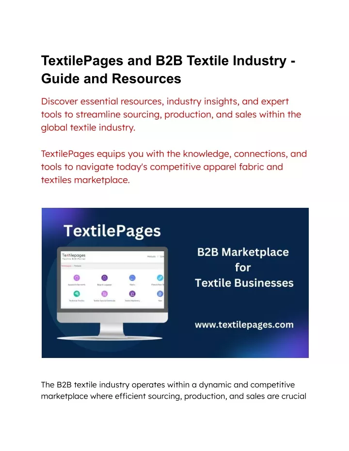 textilepages and b2b textile industry guide