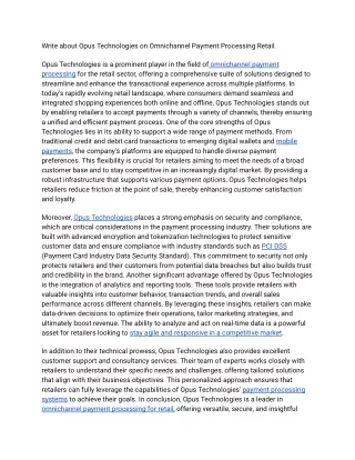 write about opus technologies on omnichannel