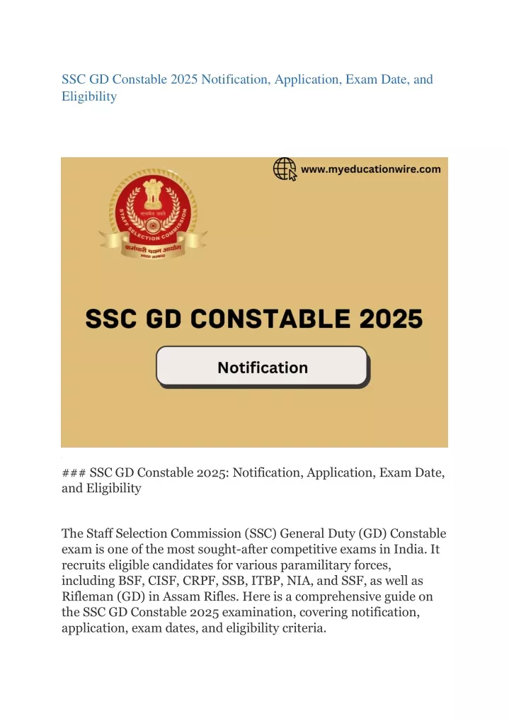 ssc gd constable 2025 notification application