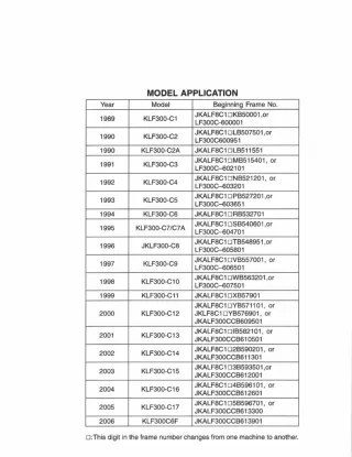 2005 Kawasaki KLF300-C17 Bayou 4x4 Service Repair Manual