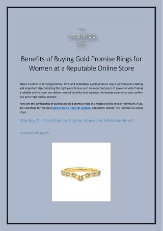 Benefits of Buying Gold Promise Rings for Women at a Reputable Online Store