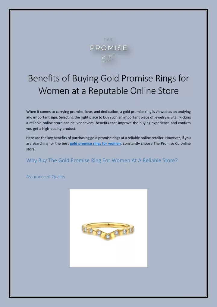 benefits of buying gold promise rings for women