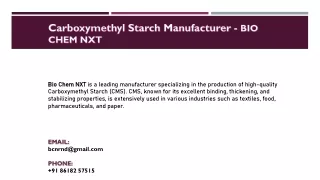 Carboxymethyl Starch Manufacturer - BIO CHEM NXT