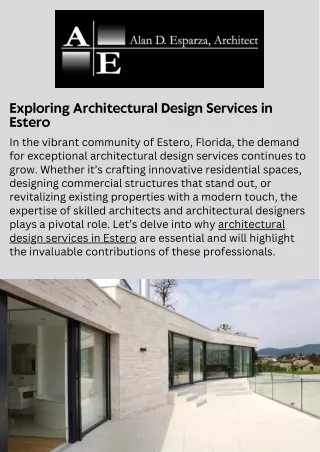 Exploring the Art of Architectural Design Services in Estero