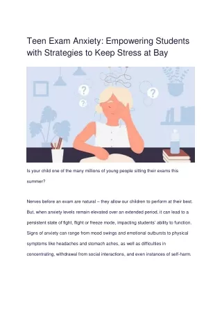 Teen Exam Anxiety: Empowering Students with Strategies to Keep Stress at Bay