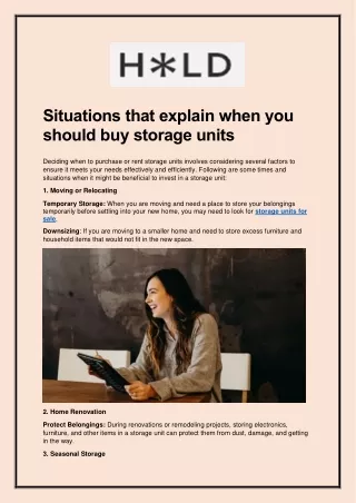 Situations that explain when you should buy storage units