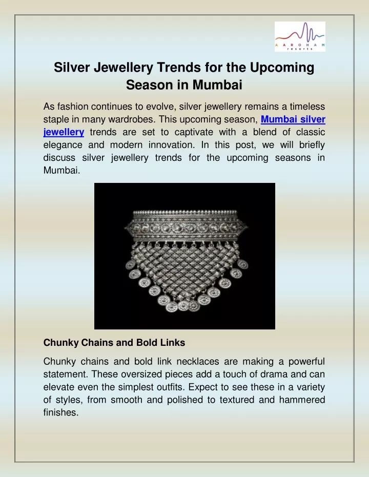 silver jewellery trends for the upcoming season