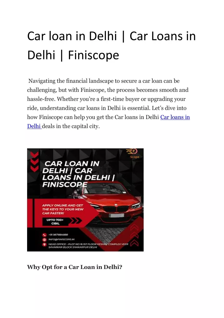 car loan in delhi car loans in delhi finiscope