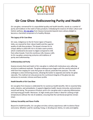gir cow ghee rediscovering purity and health