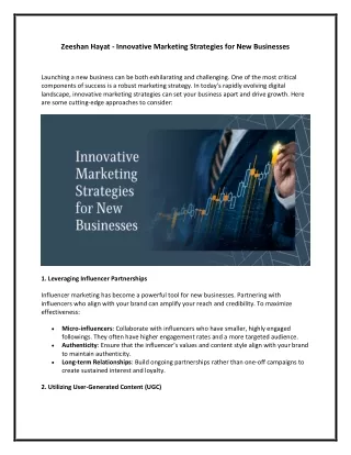 Zeeshan Hayat - Innovative Marketing Strategies for New Businesses