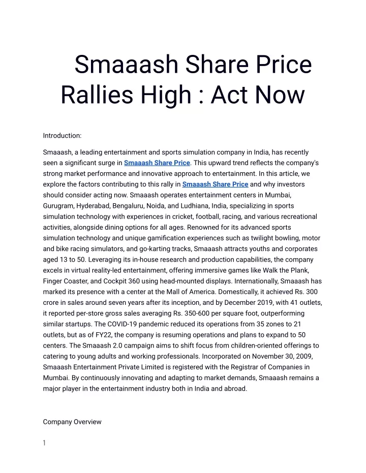 smaaash share price rallies high act now