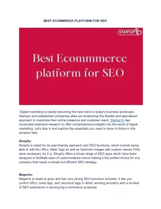BEST ECOMMERCE PLATFORM FOR SEO