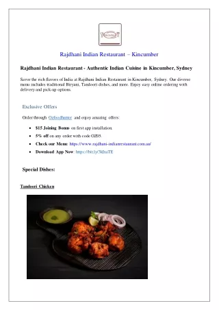 Rajdhani Indian Restaurant - Authentic Indian Cuisine in Kincumber, Sydney