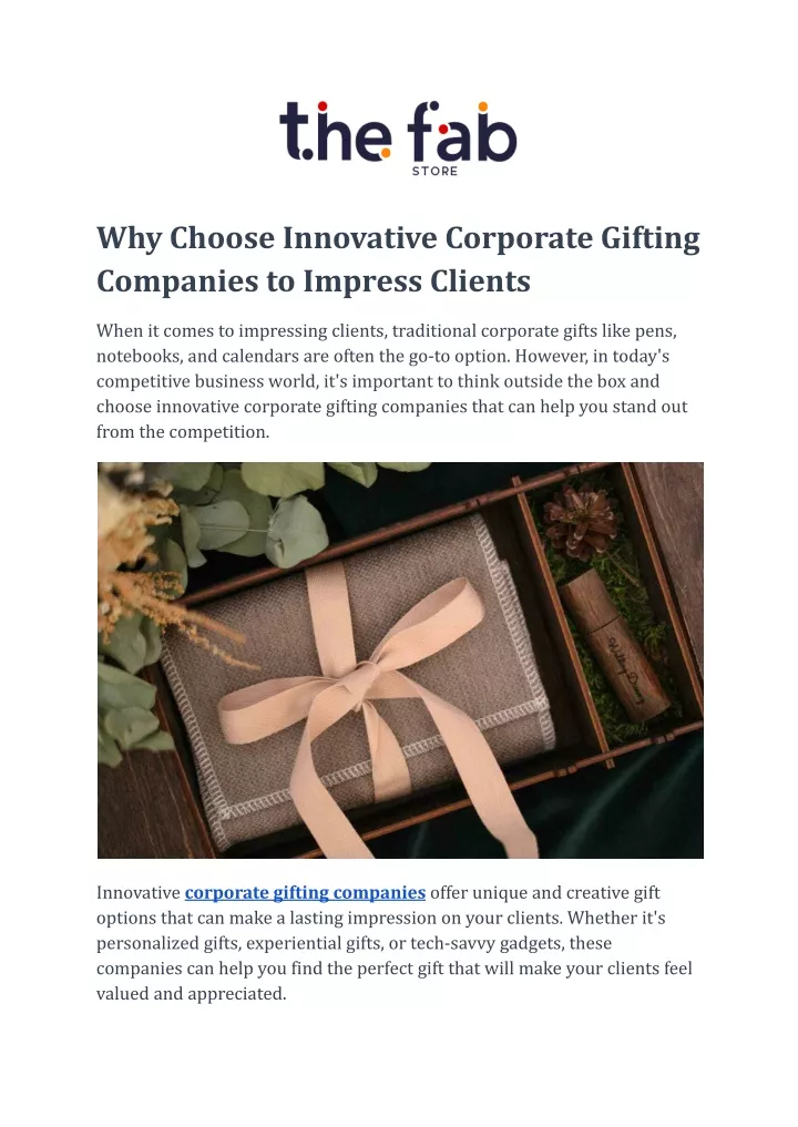 why choose innovative corporate gifting companies