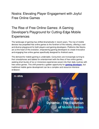 Nostra  Elevating Player Engagement with Joyful Free Online Games