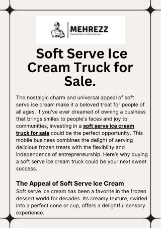 Soft Serve Ice Cream Truck for Sale A Sweet Business Opportunity