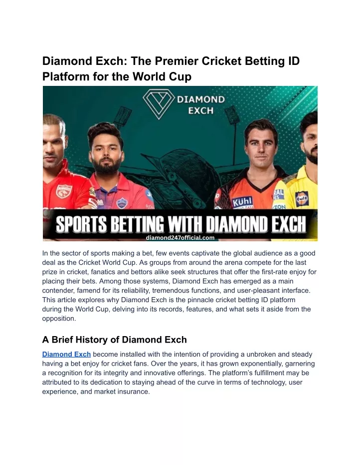 diamond exch the premier cricket betting