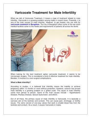 Varicocele Treatment for Male Infertility