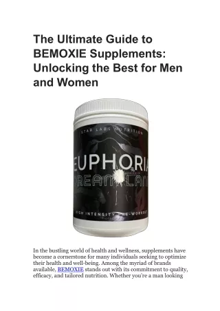 Bemoxie Supplements: Top Picks for Men and Women