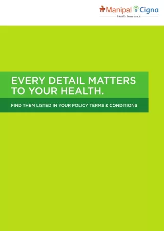 ManipalCigna Lifestyle Protection - Accident Care Plan: Major Exclusions & Cove