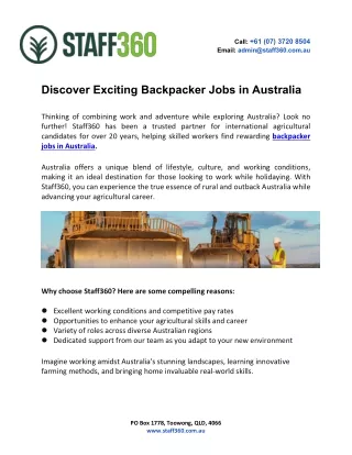 Discover Exciting Backpacker Jobs in Australia