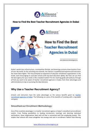 How to Find the Best Teacher Recruitment Agencies in Dubai