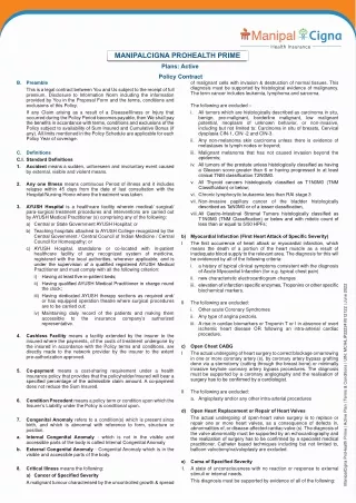 Explore ManipalCigna ProHealth Prime Plans: Policy Contract