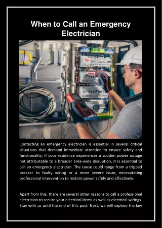 When to Call an Emergency Electrician