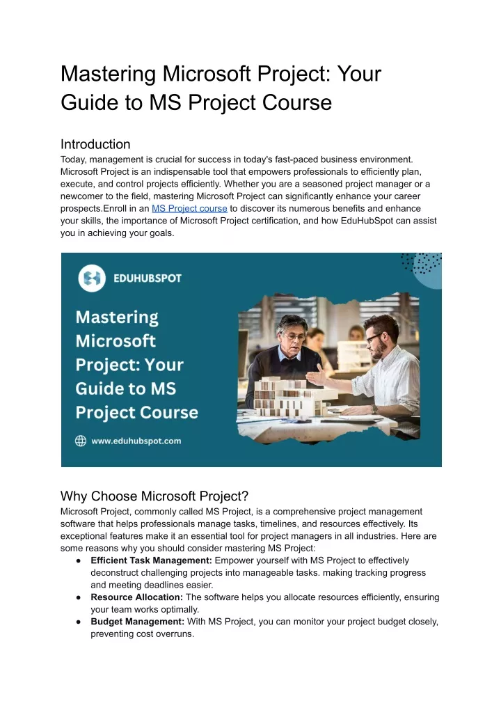 mastering microsoft project your guide