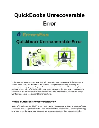 quickbooks unrecoverable error