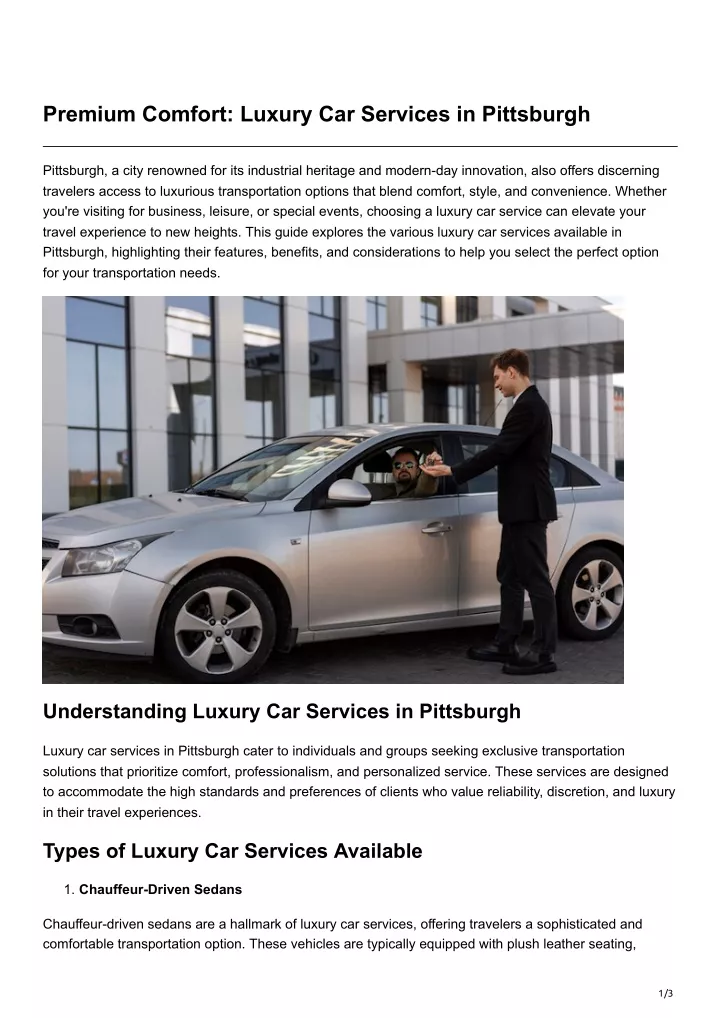 premium comfort luxury car services in pittsburgh