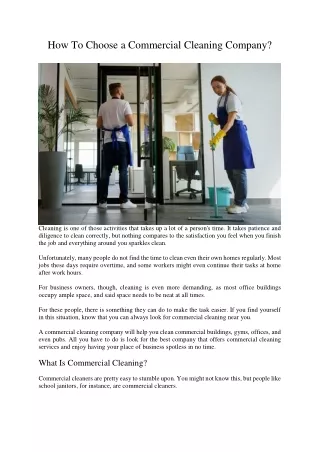 How To Choose a Commercial Cleaning Company