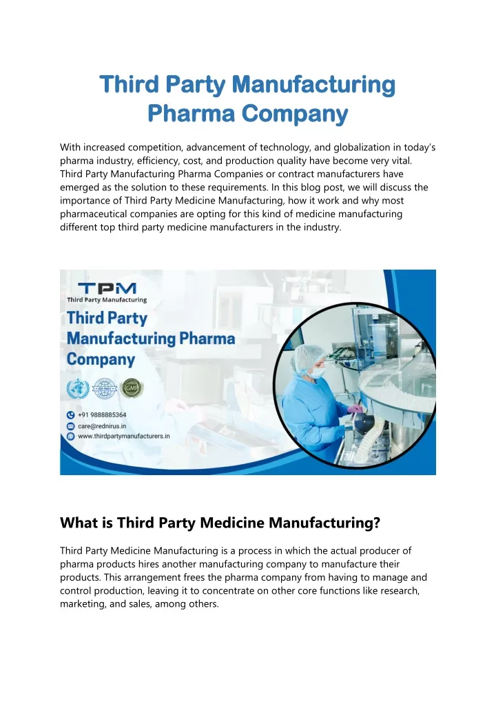 PPT - Third Party Manufacturing Pharma Company PowerPoint Presentation ...