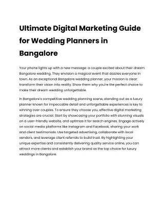 How Bangalore’s Wedding Planners Use Digital Marketing.