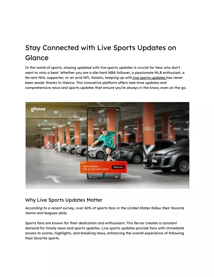 stay connected with live sports updates on glance