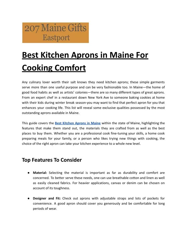 best kitchen aprons in maine for cooking comfort