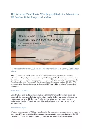 jee advanced cutoff ranks 2024 required ranks