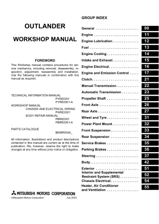 2005 Mitsubishi Outlander Service Repair Manual