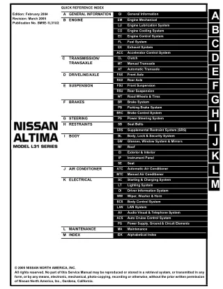 2005 Nissan Altima Service Repair Manual