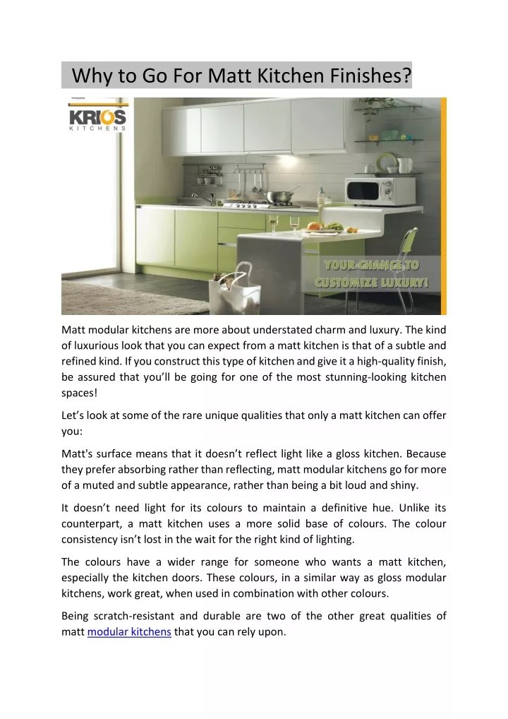 why to go for matt kitchen finishes