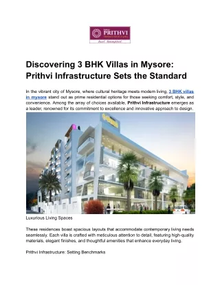 Discovering 3 BHK Villas in Mysore_ Prithvi Infrastructure Sets the Standard